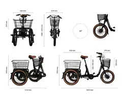 Elektrische driewieler driewielfiets senioren balansfiets